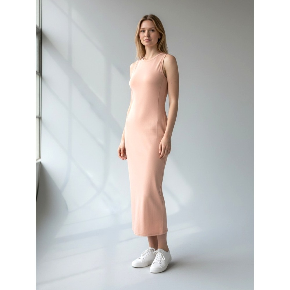 Lululemon All Aligned Midi Dress Taupe Women's 6 Bodycon Athleisure Sleeveless